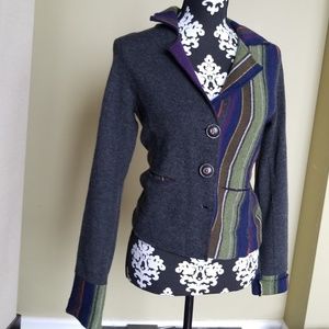 Anthropologie Gray and Multicolor Striped Sweater